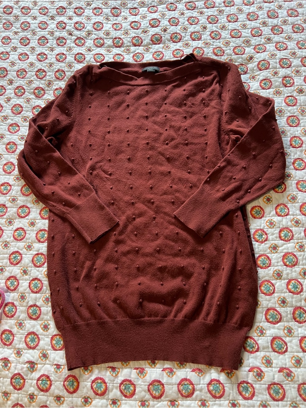 Ann Taylor Burnt Orange Dotted Texture sweater size small